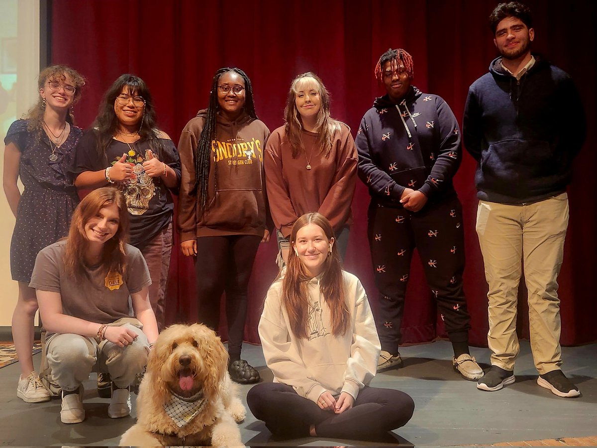 TupeloHSTheatre's tweet photo. THS support dog #Wavely came to see Theatre IV today! She even jumped onstage! 💙💛 @TupeloHigh @tupeloschools https://t.co/oPaRKRVsBv