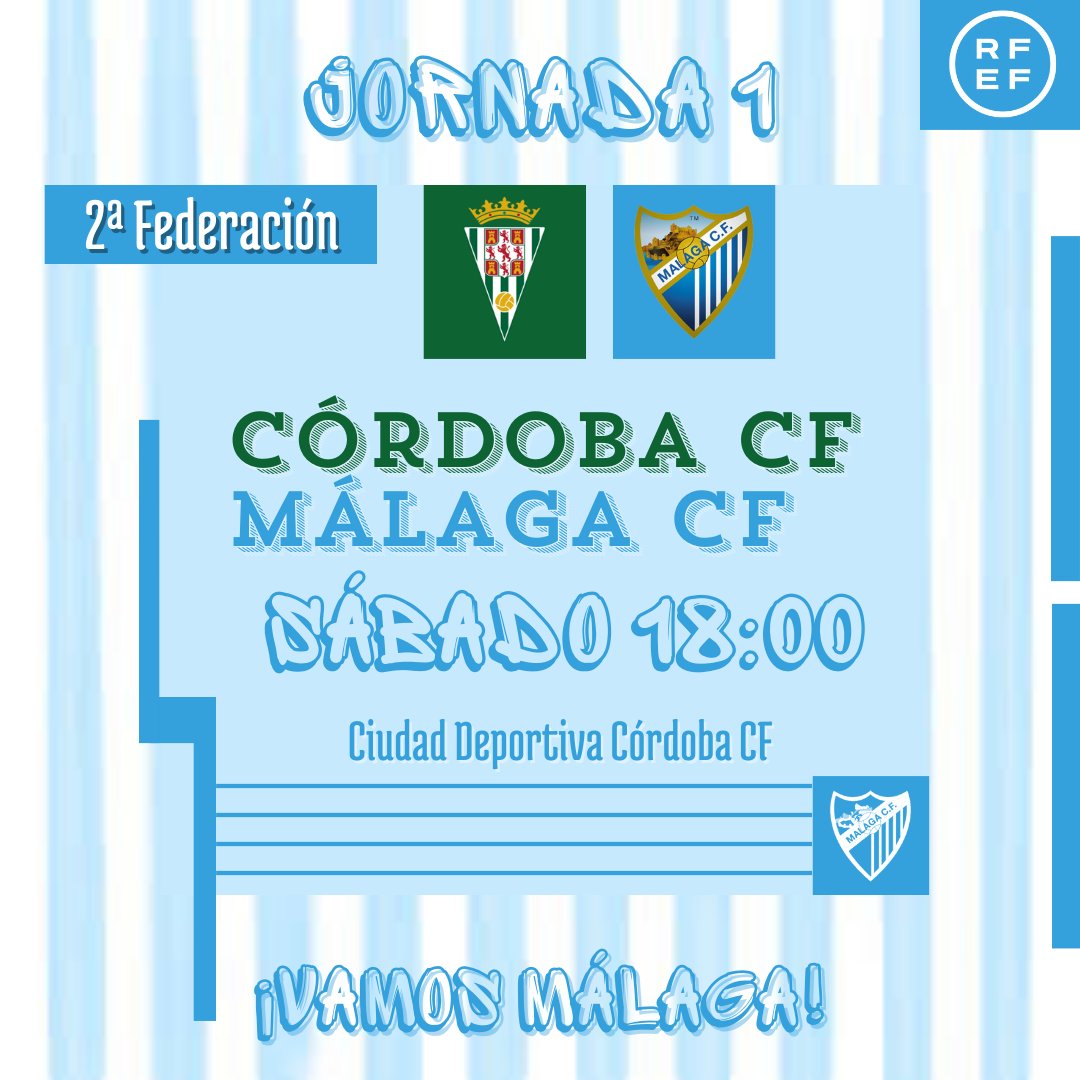 𝙅𝙊𝙍𝙉𝘼𝘿𝘼 𝟭

🏆 2ª Federación 
🆚 Córdoba CF
⏱️ 18.00h
🏟️ Ciudad deportiva Córdoba CF