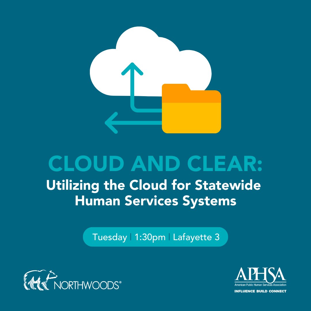 TeamNorthwoods's tweet photo. Is your state case information coming through cloud and clear for the agencies and workers who need it? Join our @APHSA1 #ISMMCO session w/ @WestVirginiaOT, @OJFSDA and @AWS_Gov next week to learn more about moving statewide systems to the cloud or deploying to the cloud. https://t.co/S5BUwQdD6Q