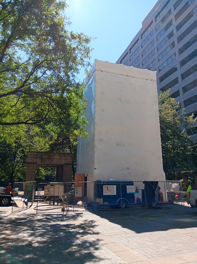 Improvements to the Trinity Square Park Clock Tower are going smoothly! 

We can’t wait to show you the final result 🤩

<a href="/TorontoPFR/">City of Toronto PFR</a>
<a href="/JRStudio_news/">Janet Rosenberg & Studio</a>
@ProviveServices 
#YongeLove