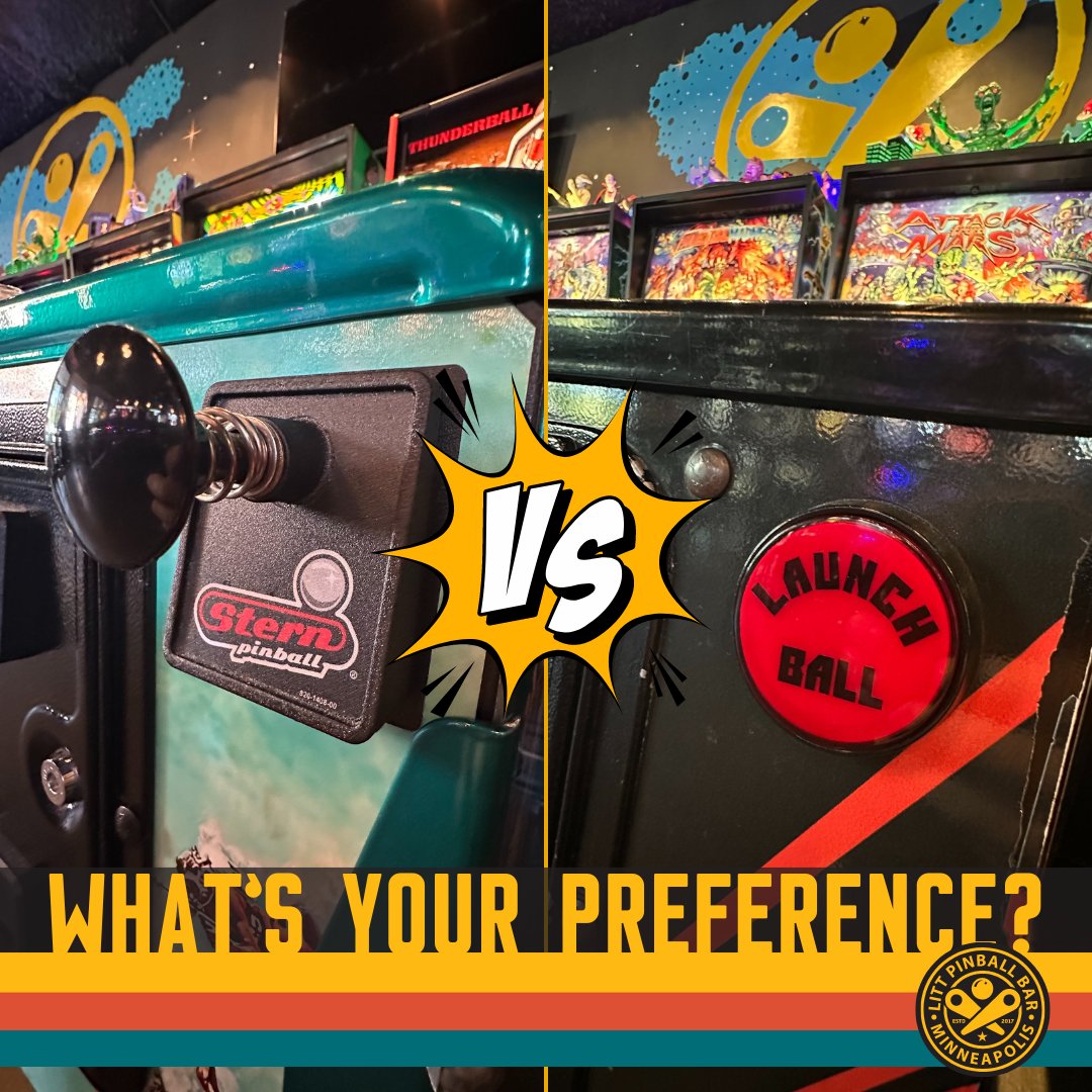 littpinballbar's tweet photo. A topic came up during league this week: What's your preference between a manual plunger vs button?
Do you feel like one gives an advantage over the other?
Discuss...
#pinball #littpinballbar #wearelitt #pintech #debate #choose https://t.co/2756mYQifF