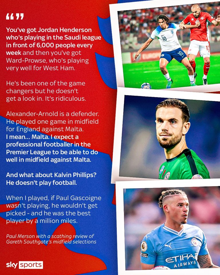 Paul Merson with a scathing review of Gareth Southgate's midfield selections...