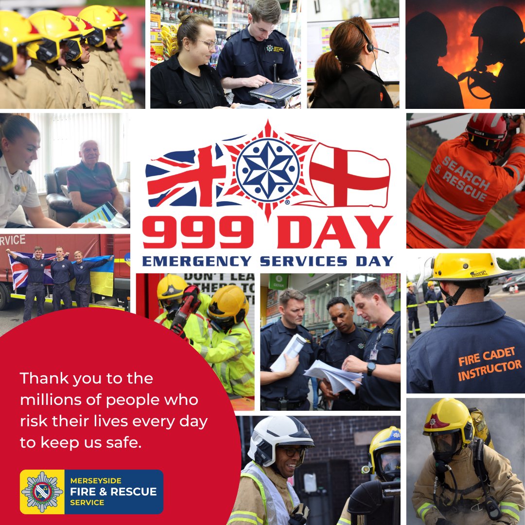 It's #EmergencyServicesDay. We'd like to say a huge thank you to everyone at Merseyside Fire & Rescue Service and our colleagues across the emergency services 🚨 Today is also a time to reflect on those who lost their lives working tirelessly protecting our communities. #999Day