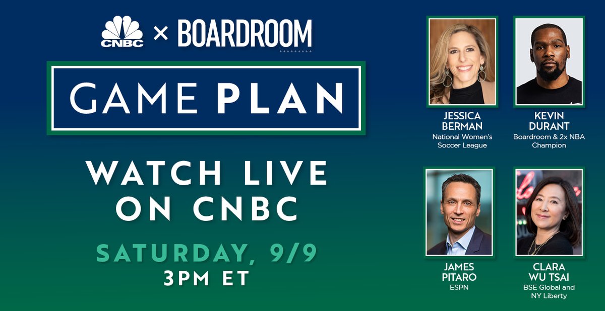 cnbcevents's tweet photo. From what drives the modern-day sports fan to emerging opportunities in teams and leagues, CNBC goes courtside with leaders from across the sports landscape to break down these rapidly evolving businesses. Watch Game Plan this Saturday, September 9th at 3pm ET on CNBC. #GamePlan https://t.co/WHaipRL2CE