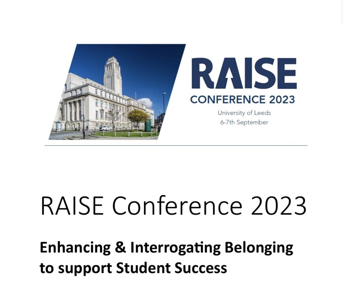 A brilliant two days attending the @RAISEnetwork 2023 Conference. Important discussions around student belonging and success and it’s been interesting to hear experiences from other universities 💭 Thank you to the organisers for offering this online as well 👏🏼 #RAISE23
