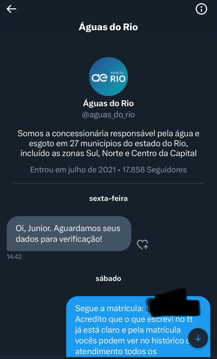 pedrochima's tweet photo. Só para demonstrar como a @aguas_do_rio trata um cliente com um problema que ela mesmo causou. Todos os canais (incluindo Sac/ouvidoria) mentindo que vão resolver, mas só enrolam e não respondem mais. Só sabem dizer: “vamos te ajudar/o q está ocorrendo?”. Falem agora q é mentira: https://t.co/ikVKTdJ1K6