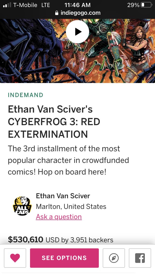 HellsSpawnWorld's tweet photo. #CyberFrog3RedExtermination by Ethan Van Sciver @CyberfrogHD is ONLY $390 away from $531,000 and 49 backers from 4000. If you haven’t backed come check this book out. If you have backed then back again or consider backing a toy tier or grab a copy for a friend. It’s your move! 😏#ComicsGate #IronAge #RippaVerse #COC @YellowFlashGuy @EricDJuly @thatstarwarsgrl @ThatUmbrella @johnnynotbanned @Tonpa2 @RekietaLaw @thelucentcomic @jayBamaFan1 @JustinKSweet @44numskull @shanedavisart @WartTheWizard @linyanzi @eric_weathers @ericninaltowski @__RiseAgain__ @JonMalin @vielned @MortalV2 @cg_pete @Jollygreen2854 @spider_652 @General_Piggy_ @FillPops @comickelsey @aaronlopresti @dwamsart @RobhunterArt @andysmithart @Plaster_Harris @Pastmaster26821 @art_chris @ChadTHX1138 @RenieDraws 

https://t.co/Hvgy9tALiY