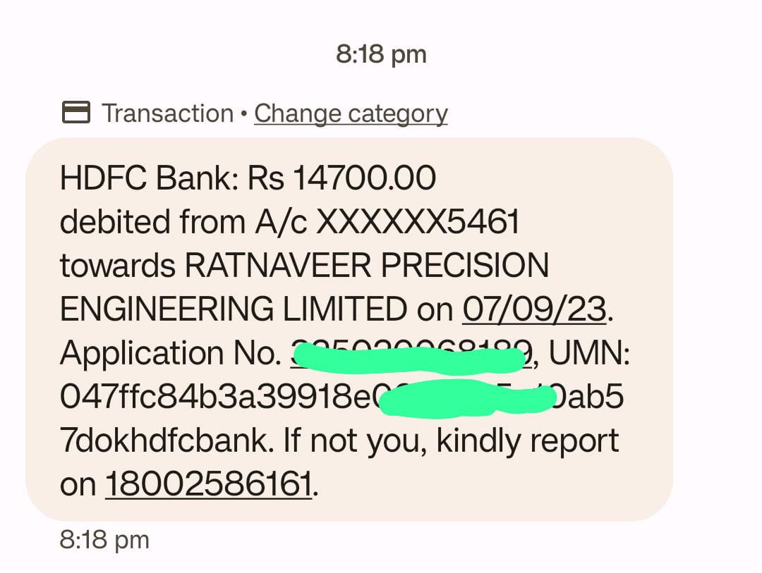 Finally alloted😇
#Linkintime #Ratnaveer #Ratnaveerprecision 
#ipo @ipo_mantra 
#iposuccess @ipo_agarwal 
#IPOAlert