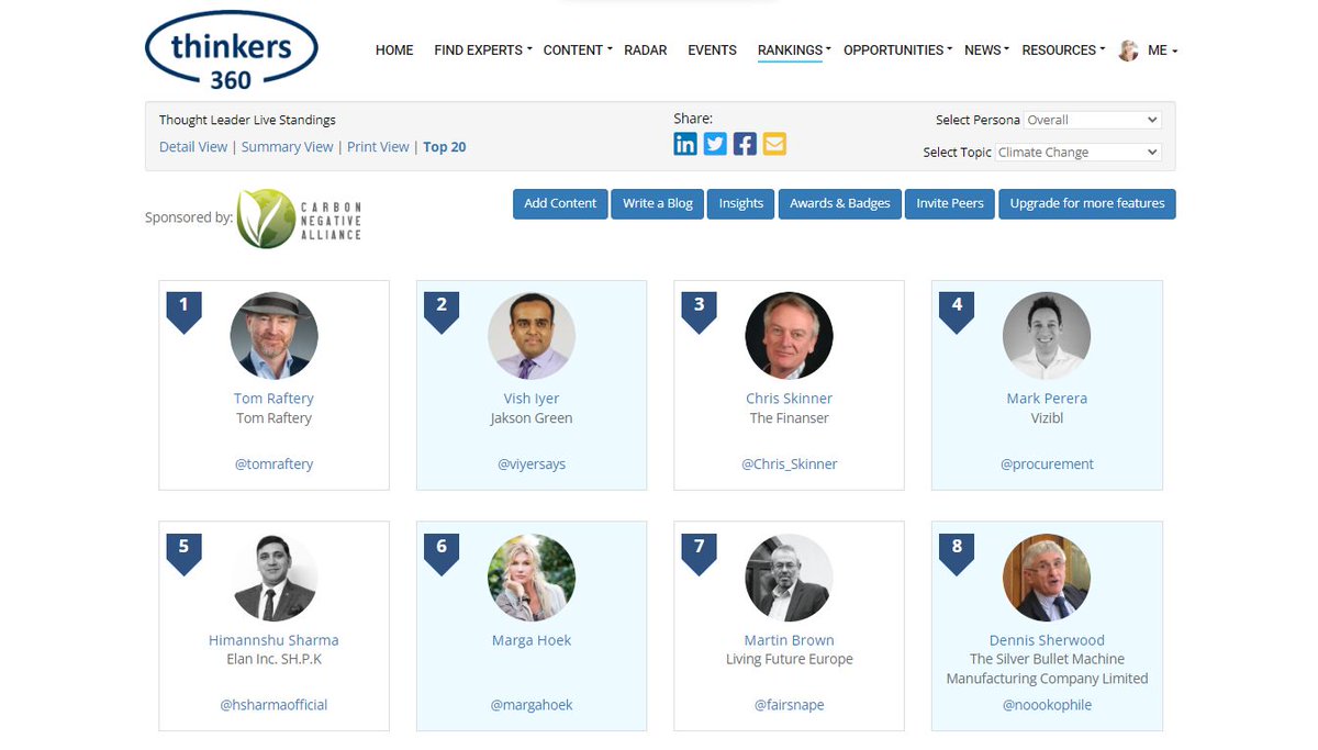 Delighted to sponsor the #ClimateChange Thought Leader &amp; Influencer Leaderboard (Live) from <a href="/thinkers360/">Thinkers360</a>!

thinkers360.com/tl/users/signup

<a href="/TomRaftery/">Tom Raftery</a> <a href="/Chris_Skinner/">Chris Skinner</a> <a href="/markperera/">Mark Perera</a> <a href="/hsharmaofficial/">Himannshu Sharma</a> <a href="/margahoek/">Marga Hoek</a> @fairsnape <a href="/noookophile/">Dennis Sherwood</a> <a href="/MichaelGale/">Michaelgale</a> <a href="/simonmainwaring/">simonmainwaring</a> +

#CSR #Sustainability