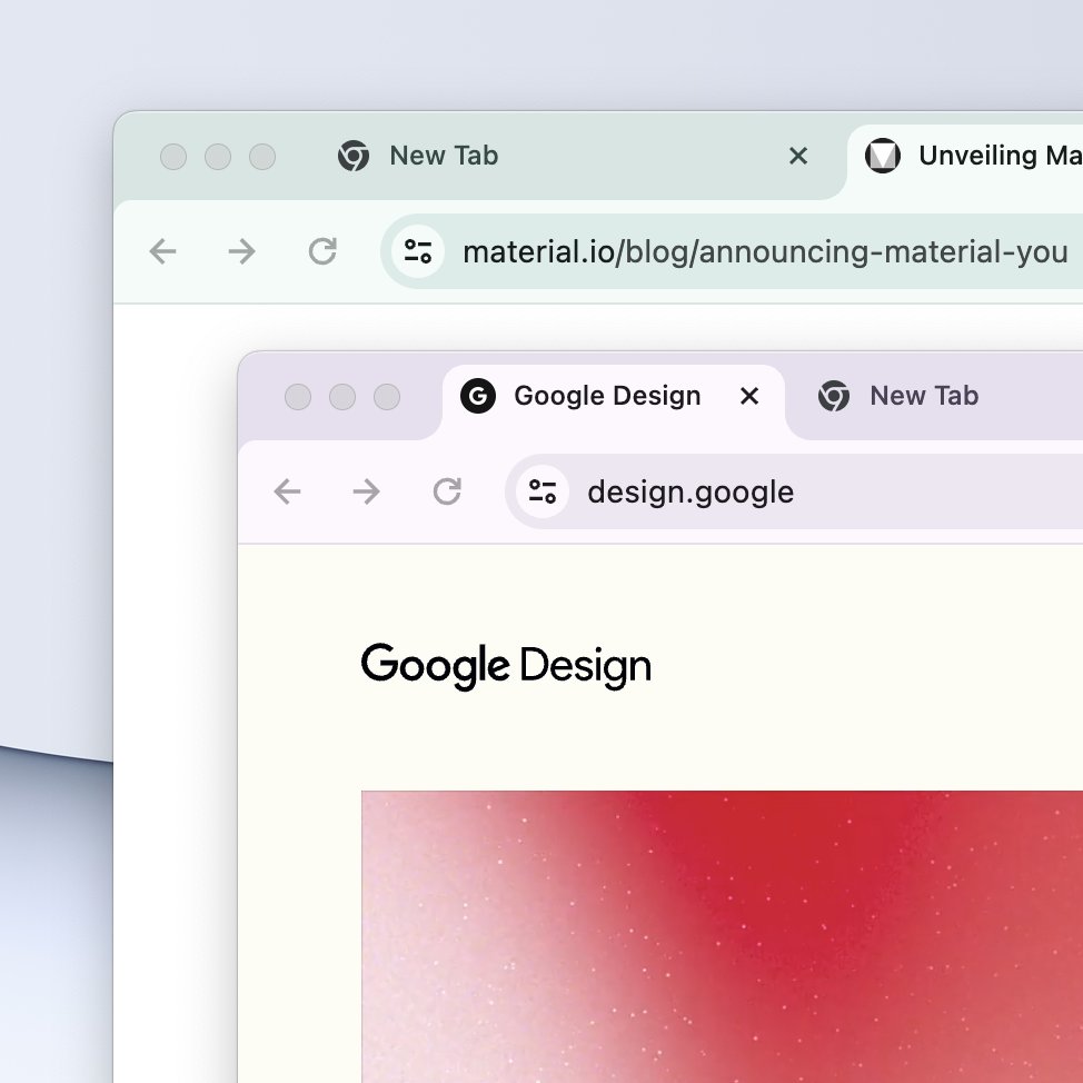 alexainslie's tweet photo. We're bringing Material You to @googlechrome for Desktop (ChromeOS, MacOS, Windows, Linux) with a refreshed approach to theming that can flexibly adapt to OS light/dark modes ✨ https://t.co/CIUDy1sNpM