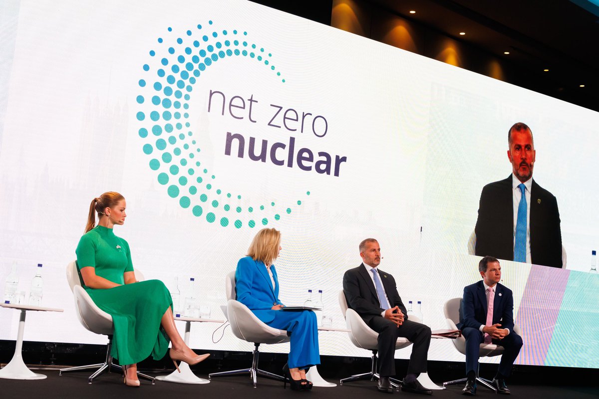 Eng_Malhammadi's tweet photo. 1/ It was my pleasure to participate in a panel discussion at the World Nuclear Symposium 2023, alongside Dr @SamaBilbao, Director General of @WorldNuclear, Minister @AndrewBowie_MP, UK Minister for Nuclear and Networks and Grace Stanke, Ms America &amp; nuclear engineering advocate https://t.co/GUm0ablg0h
