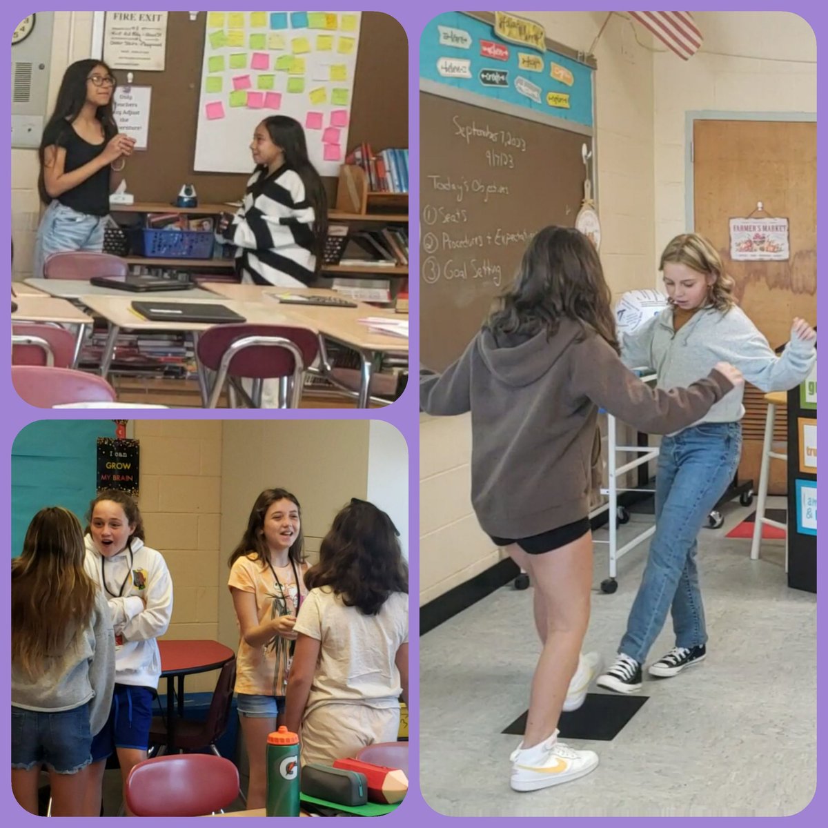 Building community and positive relationships by creating a secret handshake. Welcome to 6th grade! ❤🖤 #KCSPride <a href="/Mwackokpsd/">Michele Wackowski</a>