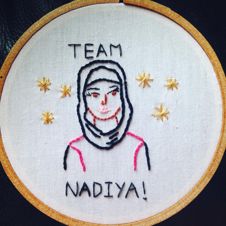 HouseOfSharkey's tweet image. Throw back Thursday 😉 great British bake offs best ever contestant and winner @BegumNadiya #GBBO #embriodery #handmade #fanart #textileart