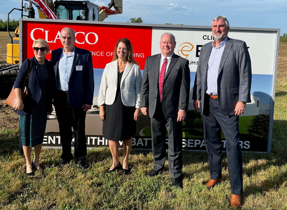 RepLarryBucshon's tweet photo. I was in Terre Haute yesterday to help break ground on @ENTEK_extruders' $1.5 billion battery component manufacturing facility. This facility will create hundreds of jobs in West Central Indiana and help us beat China and expand our domestic supply chain for battery technology. https://t.co/HlgrBD2XKj
