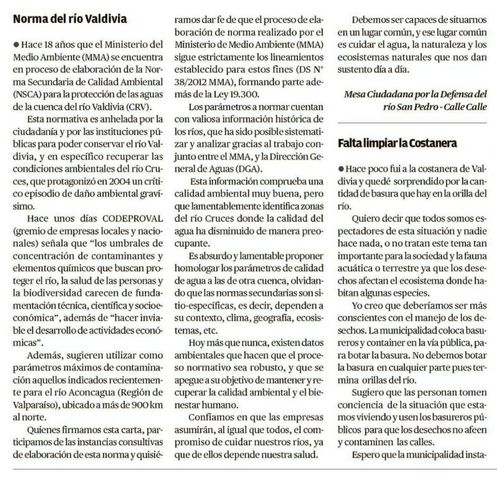 El actual proyecto de norma secundaria de la cuenca del Valdivia es necesario para la protección de los ecosistemas y seguridad hídrica de la población , @codeproval no queremos más desastres ecológicos como en el río Cruces. #seguridadhidrica #proteccionecosistemas