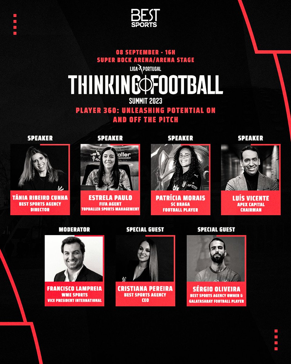 You can’t miss this special session we prepared for you at the @TF_Summit! 🗣 We gathered an amazing group to discuss the Player 360 and the the challenges and opportunities on the athlete’s image management, on and off the pitch. This Friday, 4pm at the Arena Stage. Join us! 👋
