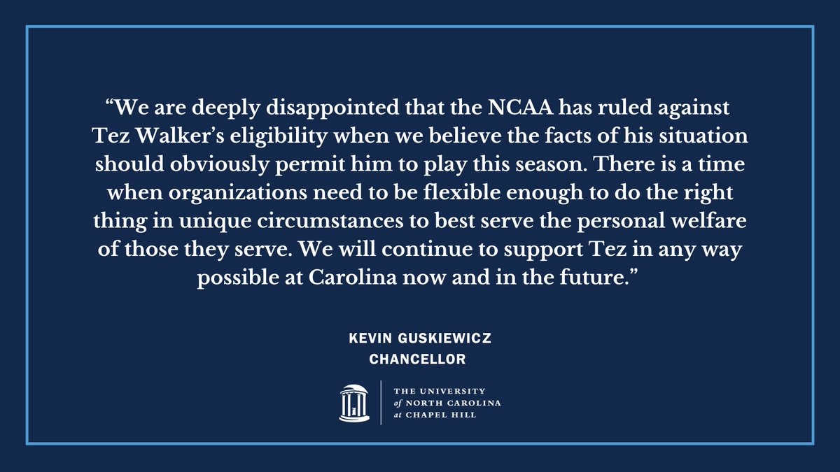 KevinGuskiewicz's tweet photo. Please see my statement regarding today's decision about Tez Walker. https://t.co/TaHxTO2j3B