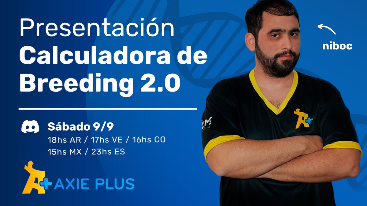 ¡Llega la nueva versión de nuestra Calculadora de Breeding! 🚀

📅 Este sábado, unite a nosotros en nuestro Discord: 👉 discord.gg/ytVVfaJ2Yg

🔥 Conocé las nuevas funcionalidades y hacele preguntas directamente al desarrollador, <a href="/niboc_eth/">Niboc.ron | A+</a>!

¡No te lo pierdas!