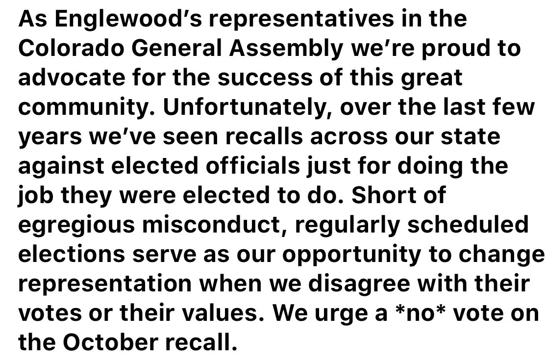 .@RepMegFroe and I urge a no vote on the recalls in Englewood. Our full statement: