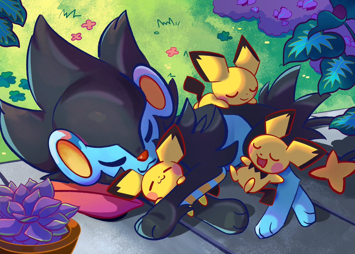 Luxray and some Pichus taking a nap !