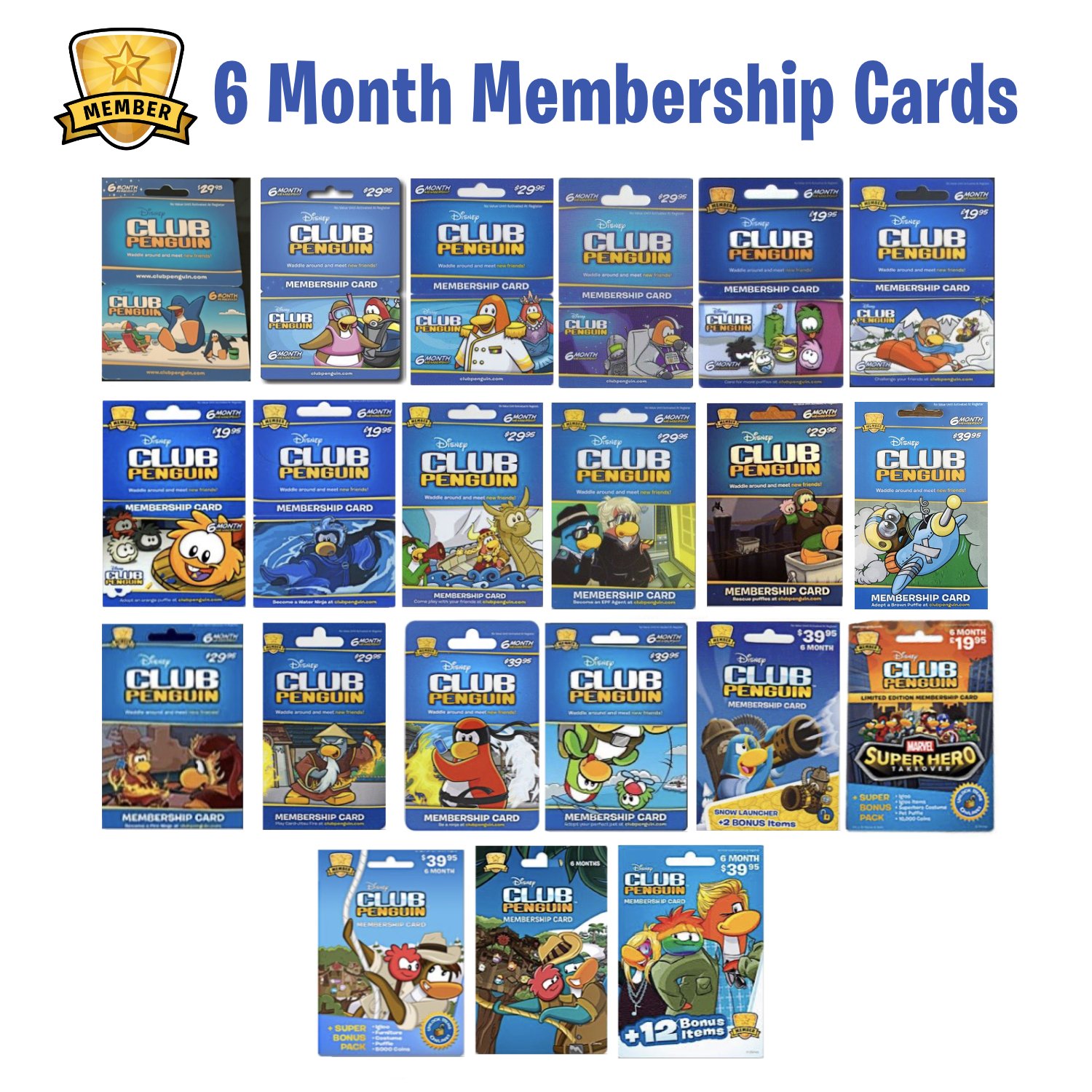 Club Penguin Collectors on X: All known Club Penguin membership
