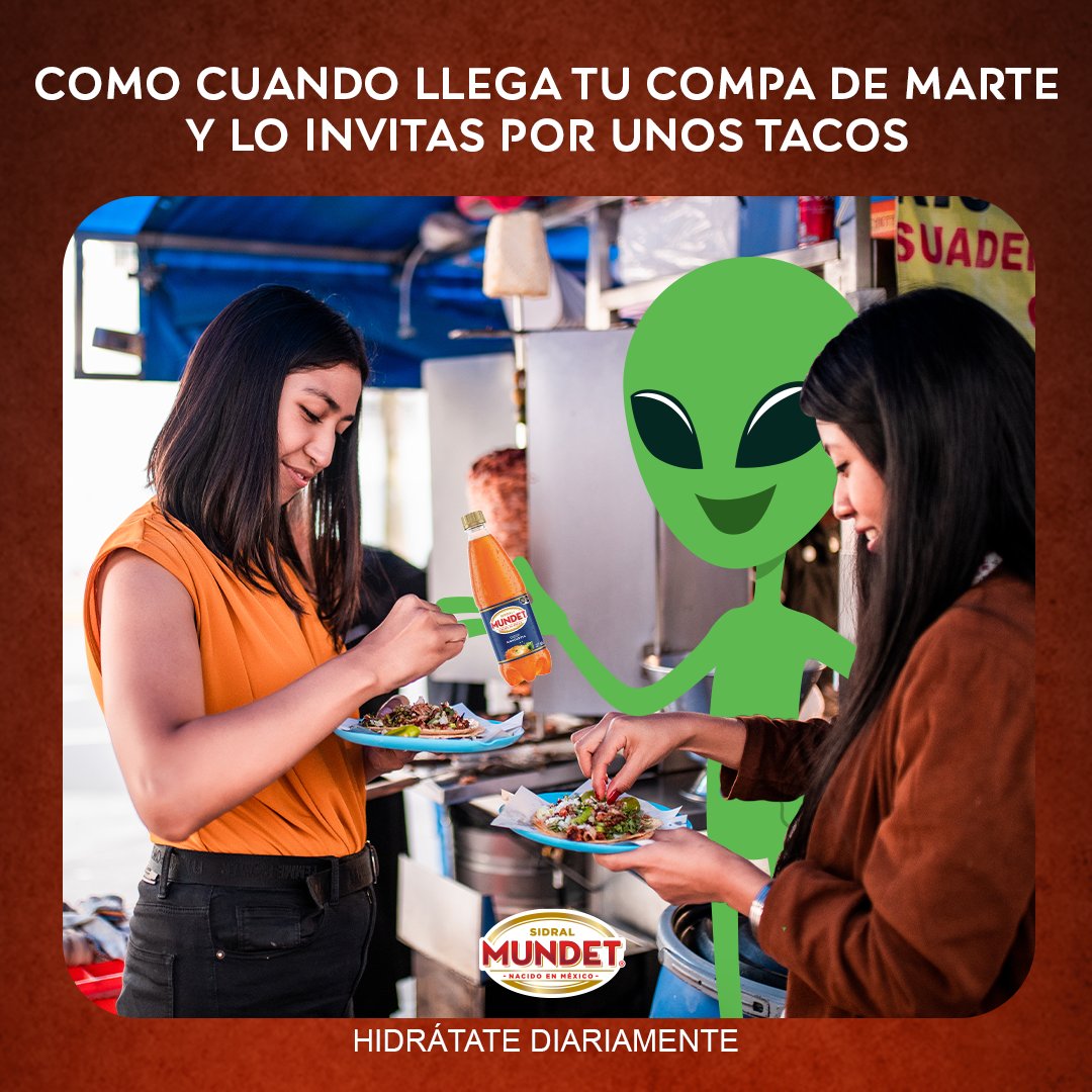 Y le enseñas que los tacos se comen con un Sidral Mundet. #Tacos