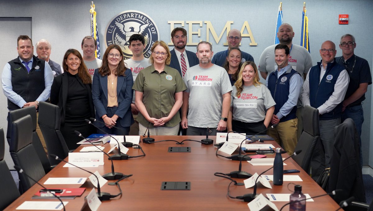 fema's tweet photo. Today FEMA and @TeamRubicon signed a memorandum, formalizing our longstanding partnership &amp; outlining how we will continue to cooperate in carrying out disaster preparedness, response, recovery &amp; emergency management operations.

➡️ https://t.co/ZKucmGJyBe https://t.co/h7kvDPoXmV