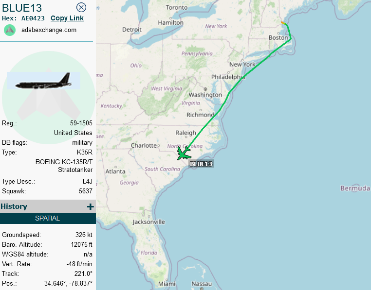 SirListenalot's tweet image. #KC135 #AE0423 as #BLUE13 left Pease southbound. Tracking at 12,000 ft all the way looks like a pressurization issue... 🤔