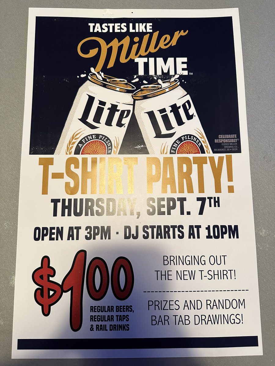 TheOutfit12's tweet photo. TONIGHT! Join us for our annual tshirt party for the chance to win a $250 bar tab and lots of other prizes! https://t.co/kMXQ5H0nMI