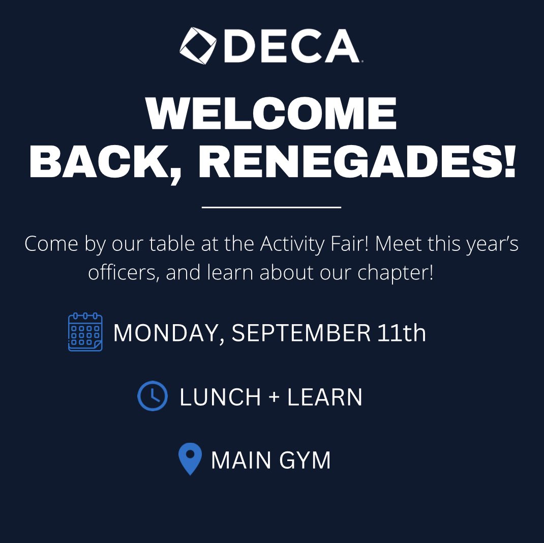 Come stop by our table at the Activity Fair- we’ll see you there! <a href="/ShawneeHSNJ/">Shawnee High School</a> <a href="/NJDECA/">New Jersey DECA</a>