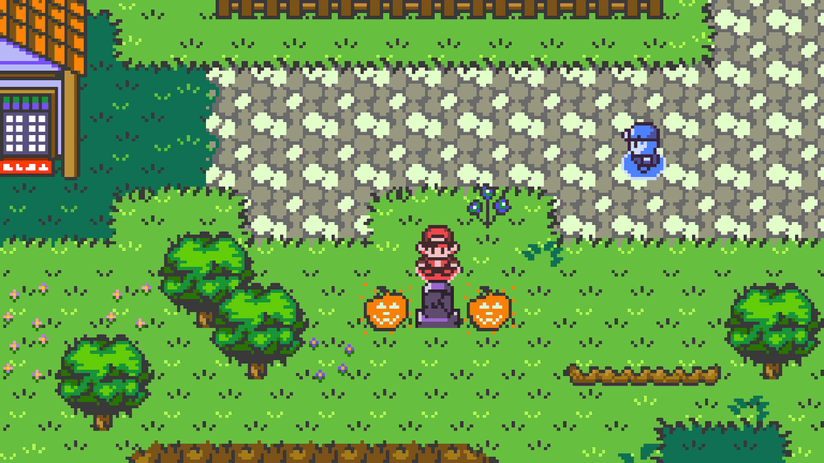 CreepypastaProf's tweet photo. I added the Jack O'Lanterns from a Pokémon Gold and Silver Halloween hack to MonMae and it looks really good! #gamedev #gamedevelopment #Halloween #Jackolantern #monmae https://t.co/BDMTGYCVWL