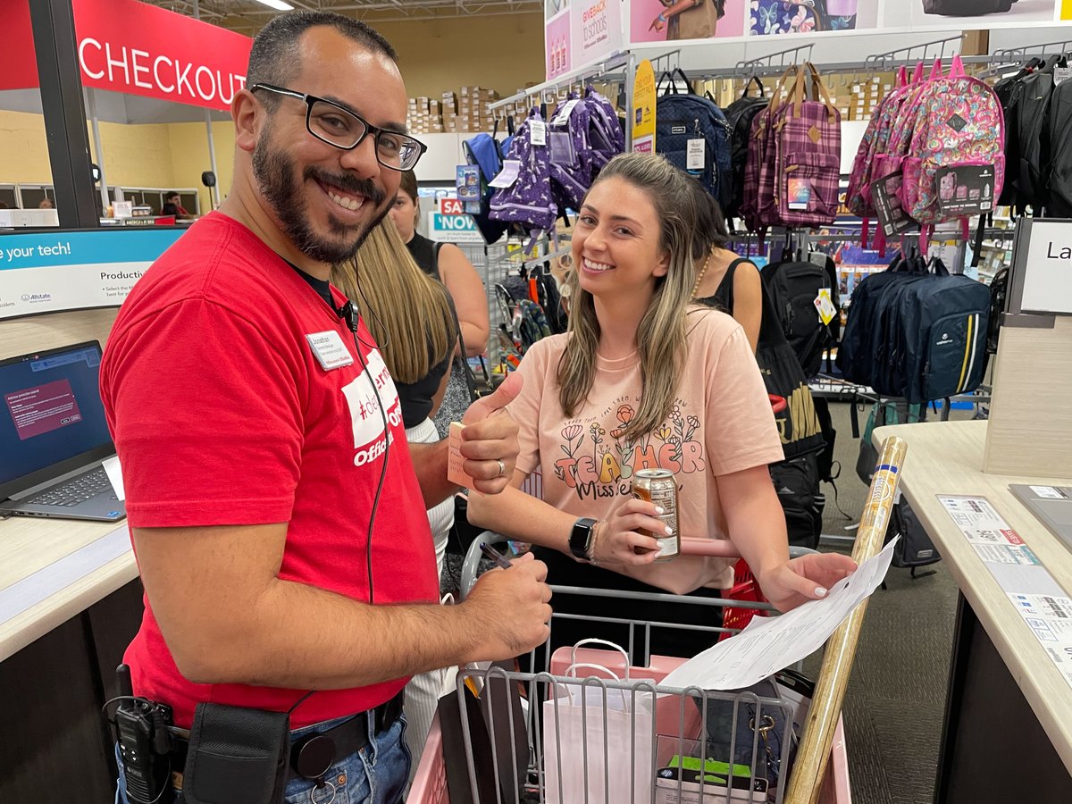 EducationFdnPBC's tweet photo. Big shoutout to our amazing partners at @officedepot &amp; @DomtarPaper! Thanks to their generous donation of $20,000, the teachers at @BocaRatonElem were treated to a much-needed shopping spree for their classrooms. 
#ThankfulThursday #SupportingTeachers #HelpingSchool  #EFPBC https://t.co/ieQZM42SF0