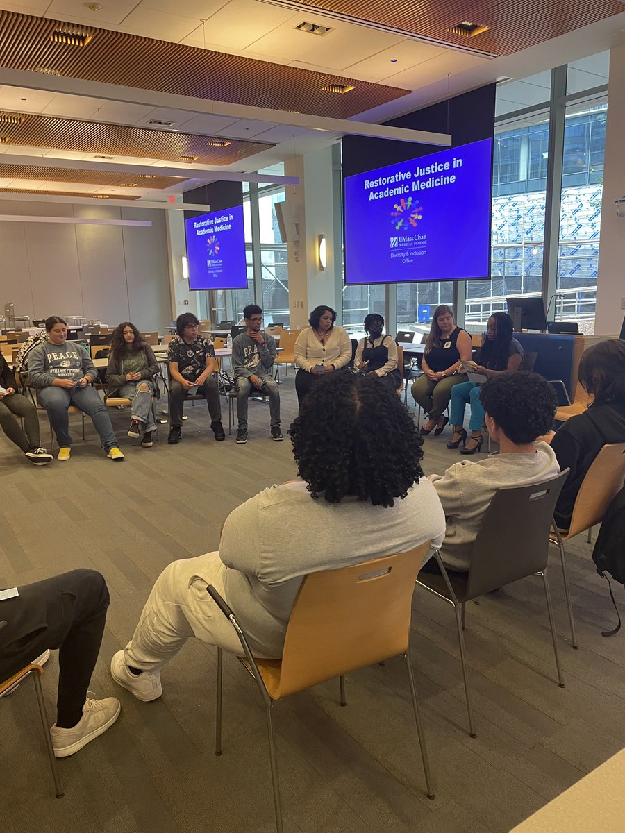 UMass_Chan_OCGR's tweet photo. #DynamicFutures Day 9 Recap: Career Pipeline Panel, Developmental Disabilities presentation, Group Dyads practicing emotionally engaged listening, ending with a Restorative Justice presentation and community circle. @openskycsorg @SevenHillsFound @UMassDiversity https://t.co/c8LGWlrOl3