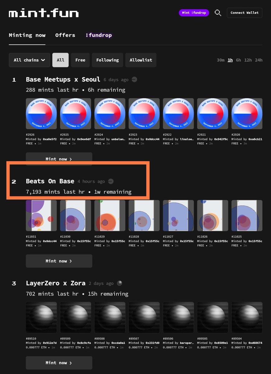 Number 2 on trending on <a href="/mintdotfun/">mint.fun</a> 
#BuildOnBase