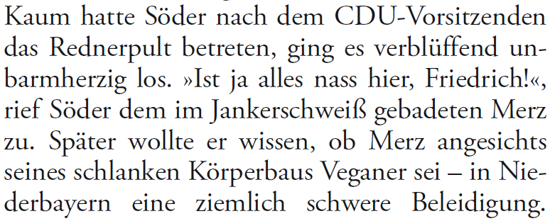 Warum 2025 nicht da weitermachen, wo man 2021 aufgehört hat, denkt sich MP Söder. Großartiger Artikel von <a href="/MariamLau1/">Mariam Lau</a> in der ZEIT über den Status der konservativen Schwesterparteien nach Aiwanger.