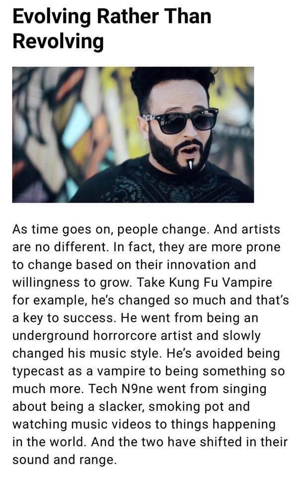 art_yoda's tweet image. An old article from 2019 of my carnal @KungFuVampire  that’s still relevant to this day! A hard working! Humble loving father who stays evolving! Y’all better check out his music and get some merch! #KungFuVampire #KFV