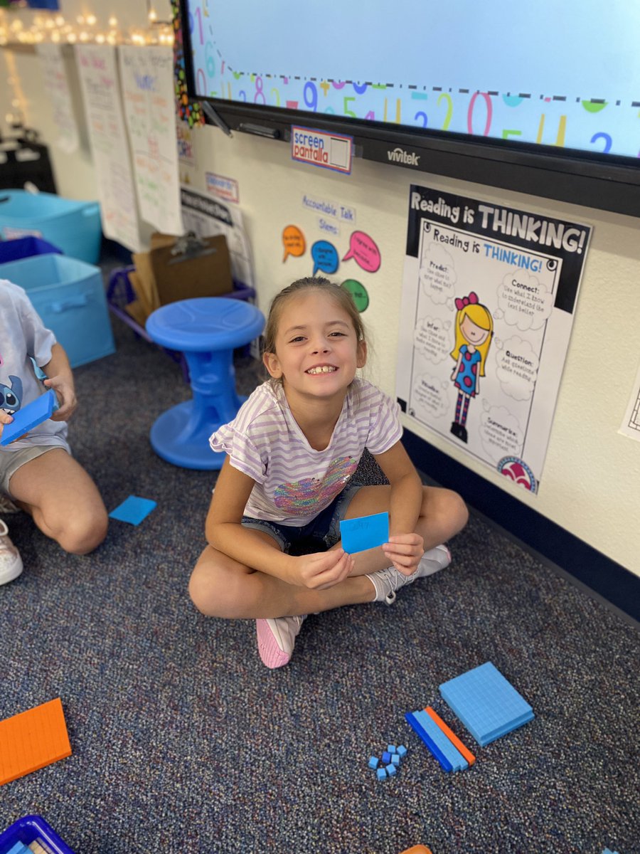 Using base 10 blocks to build 3 digit numbers. 
<a href="/webbcubs/">Webb Cubs</a> #mymisd #icandohardthings