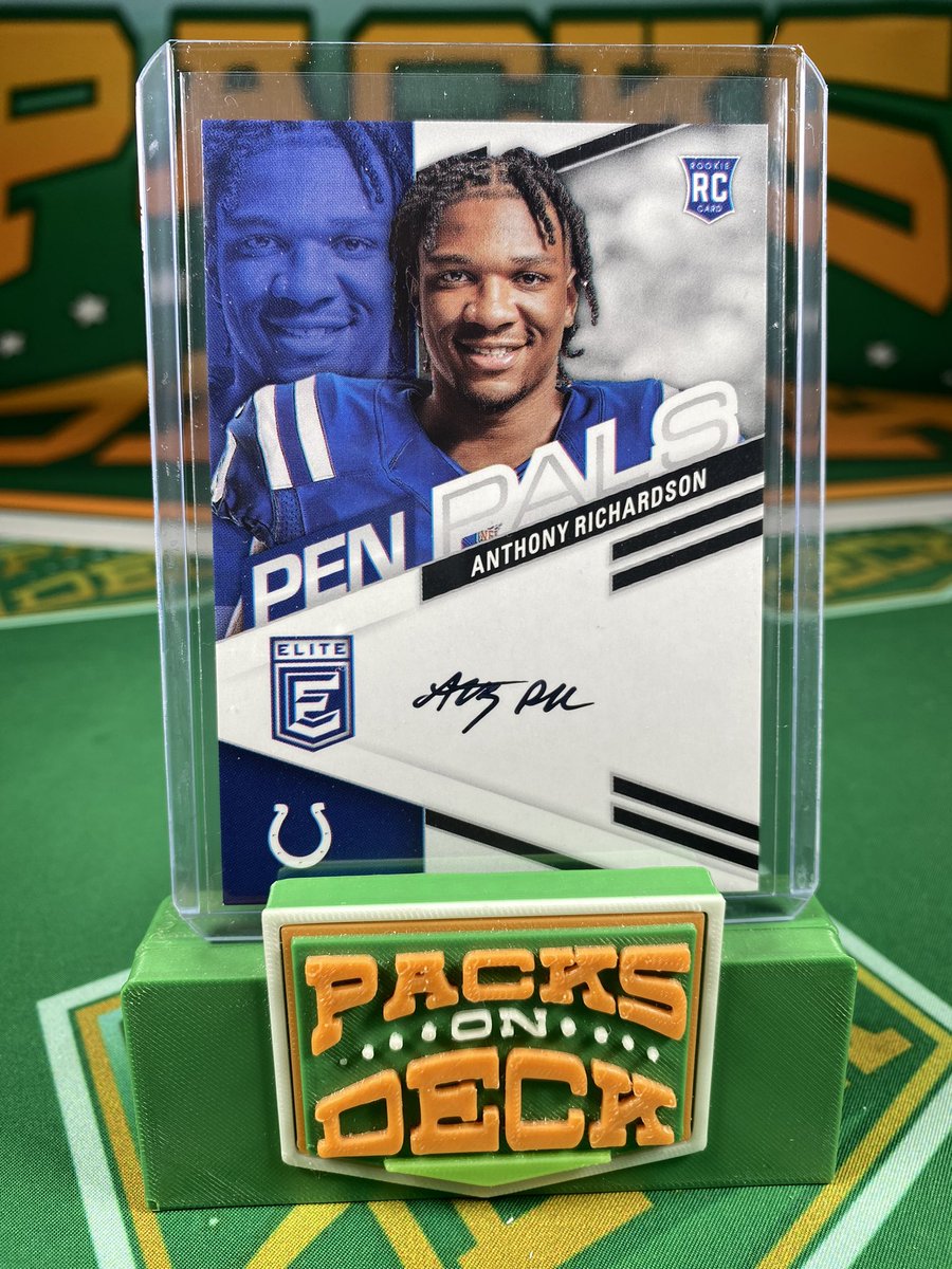 PacksOnDeck's tweet photo. Pen Pals are so clean 🖋️ Anthony Richardson Rookie Elite Auto #thehobby #sportscards #liverips https://t.co/qKzx4VVf99