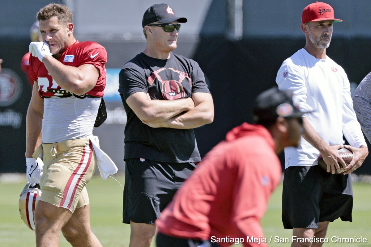 Nick Bosa back at practice today after a record $170M contract, ending 43-day holdout. More @sfchronicle @SportingGreenSF #sanfrancisco #49ers