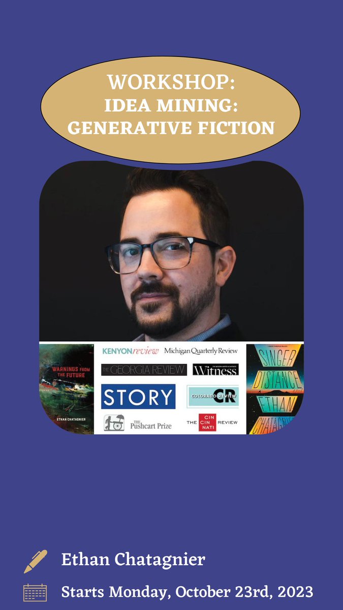 Two upcoming classes with <a href="/WritingWorkshps/">WritingWorkshops.com</a>:
-Plotting the Novel, starting next Monday 9/11
-Idea Mining, a generative workshop, starting 10/23

More info here: writingworkshops.com/collections/up…