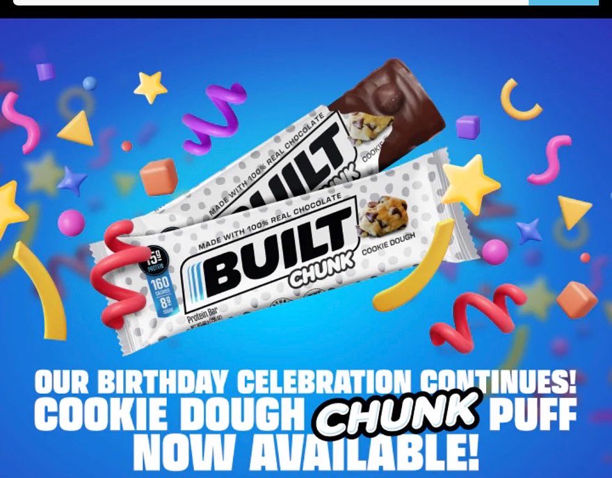 wmholly's tweet image. Happy birthday!
Cookie Dough Chunk Puff - 12ct

Enjoy the lightest, fluffiest, and most satisfying protein bar covered in 100% real chocolate. Use code Dusty2715 for a 10% savings at checkout.
builtbar.com/?baapp=Dusty27… 
BUILT #builtbar #built #imbuilt #dusty2715 #youGOTTAtrythis