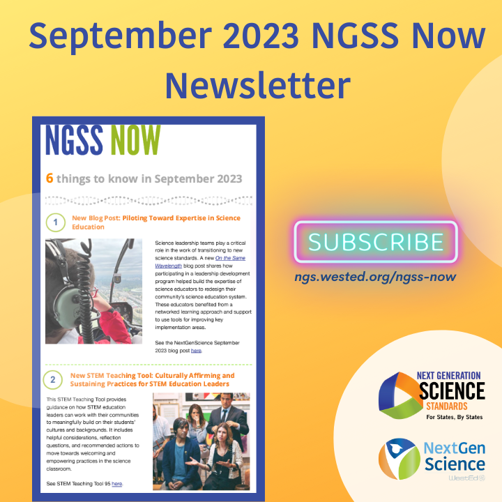 OfficialNGSS's tweet photo. 📰New NGSS Now Newsletter 📰

Check out the September 2023 issue: https://t.co/pvc2FLrP2X

It includes resources from:
@CADREK12
@STEMTeachTools 
@SciEdPod
@NGSWestEd 
@JennySarna 
@theNASEM 
@AGU_Eos https://t.co/cEIxPoR8su