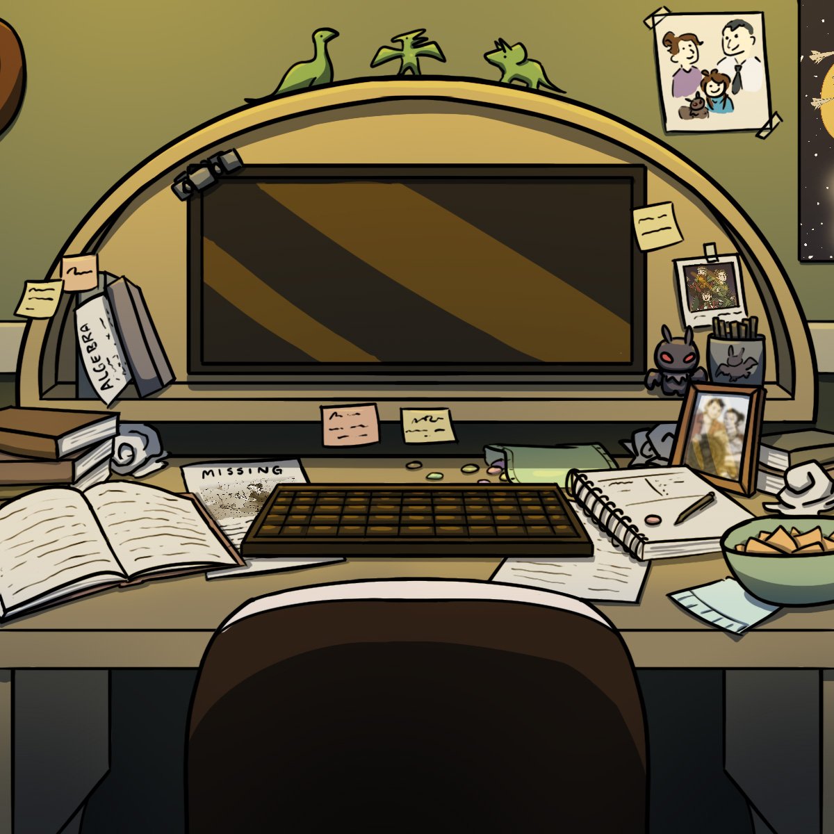 GlowShort's tweet photo. It's that time again! Let's play another round of Eye Spy - see if you can find the following:

-bracelet
 -family portrait 
-missing poster 
-homework 
-family portrait

Good luck! 💙

#glowshortfilm #eyespy #game #animation https://t.co/QBQCmHyPhY