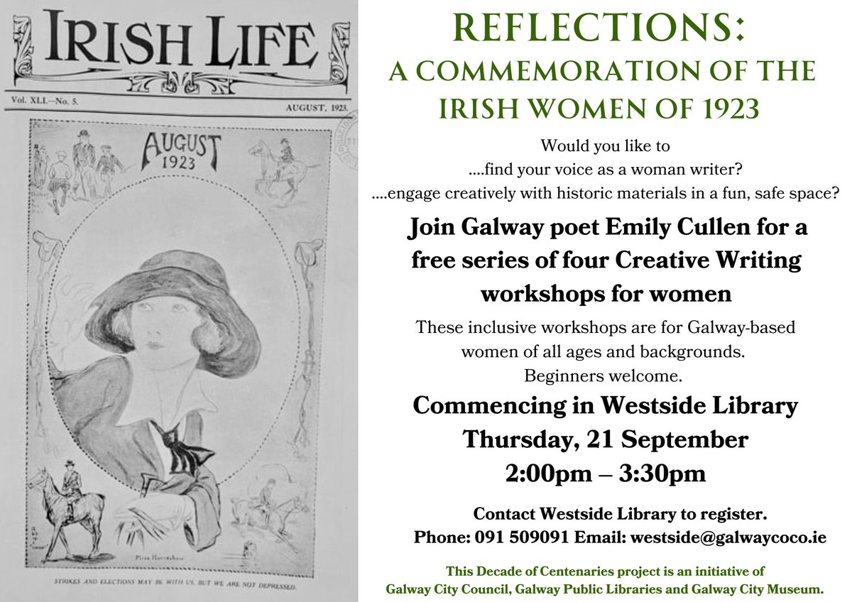 emilyecullen's tweet photo. I have exciting news... I've been commissioned to compose a new poem inspired by the often forgotten stories of Irish women in 1923. I'm facilitating free workshops for women who would like to engage creatively with historical materials &amp; explore their poetic voices. Details here https://t.co/x6CdsGNfDG