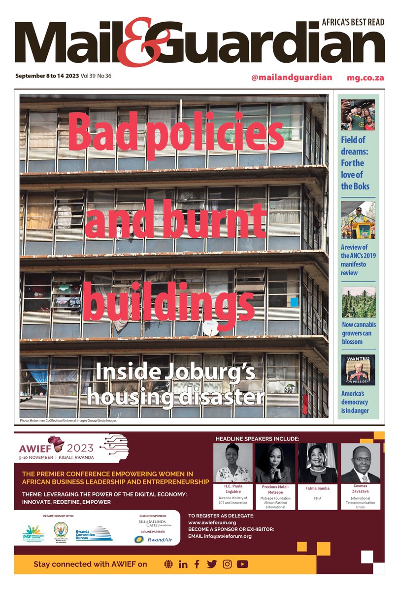 mailandguardian's tweet photo. Bad policies and burnt buildings: Inside Joburg's housing disaster. 

Get your copy of this week's M&amp;G and subscribe at https://t.co/by10F2UzW5… for more! https://t.co/ASLRx2kjEH