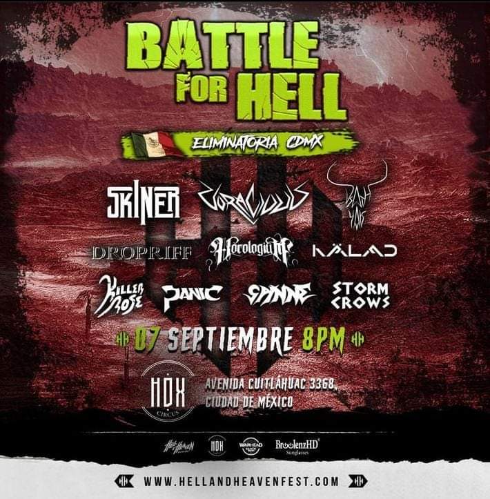 DEB_ALT_RADIO's tweet photo. HOY #Juevebes estaremos cubriendo el #BattleForHELL del @HHOpenAir HOY con  #Skiner + #Horologium  + #Kälad + @KillerRoseBand + #Panic + #StormCrows en el @hdxcircusbar 🤘🏻☠️🤘🏻 yeeah!!! https://t.co/BgMvvWmhlJ