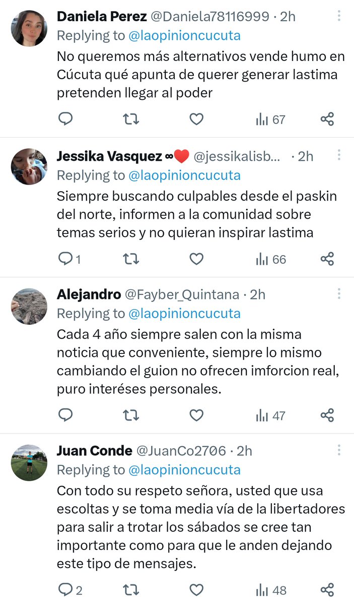 juanpcohen's tweet photo. La directora de @laopinioncucuta recibe una amenaza y los únicos comentarios de odio vienen de cuentas que idolatran al candidato @Soyleojacome_. Abran el link y los leen, ahí les dejo el pantallazo por si los borran.
https://t.co/tNnTNw9K2N https://t.co/q8Z1utDsAO