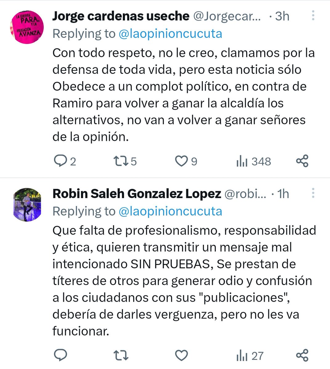 juanpcohen's tweet photo. La directora de @laopinioncucuta recibe una amenaza y los únicos comentarios de odio vienen de cuentas que idolatran al candidato @Soyleojacome_. Abran el link y los leen, ahí les dejo el pantallazo por si los borran.
https://t.co/tNnTNw9K2N https://t.co/q8Z1utDsAO