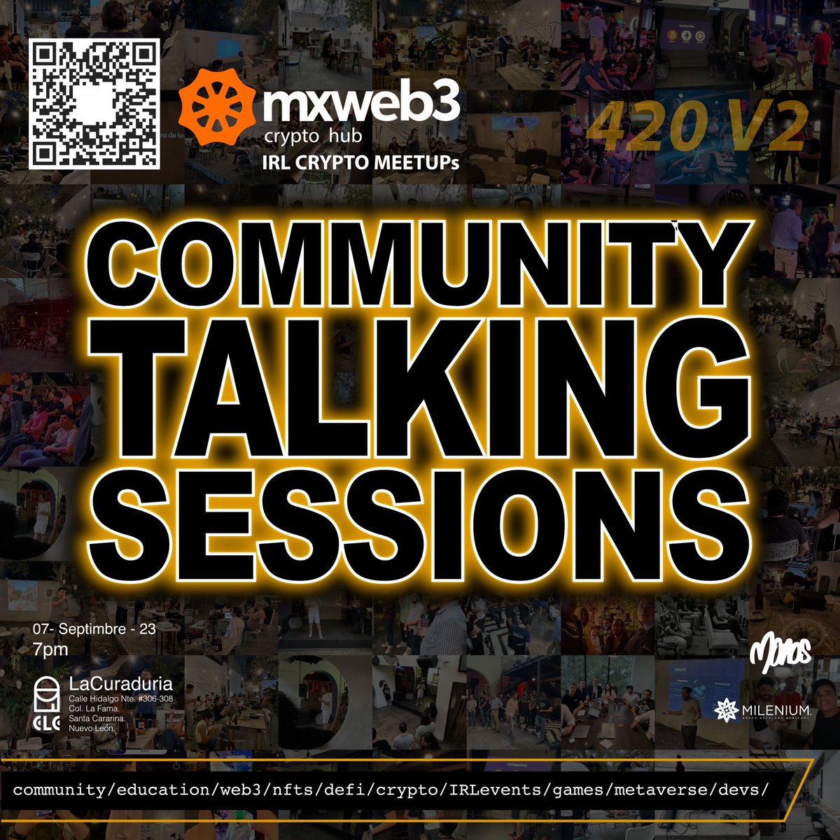mxweb3's tweet image. mxweb3 IRL crypto meetup 
07 Sep 2023
7 pm

💎 Community Talking Sessions

LaCuraduría
Calle Hidalgo # 306-308
Col. La Fama.
Santa Catarina.
Nuevo León.
México.

#mxweb3