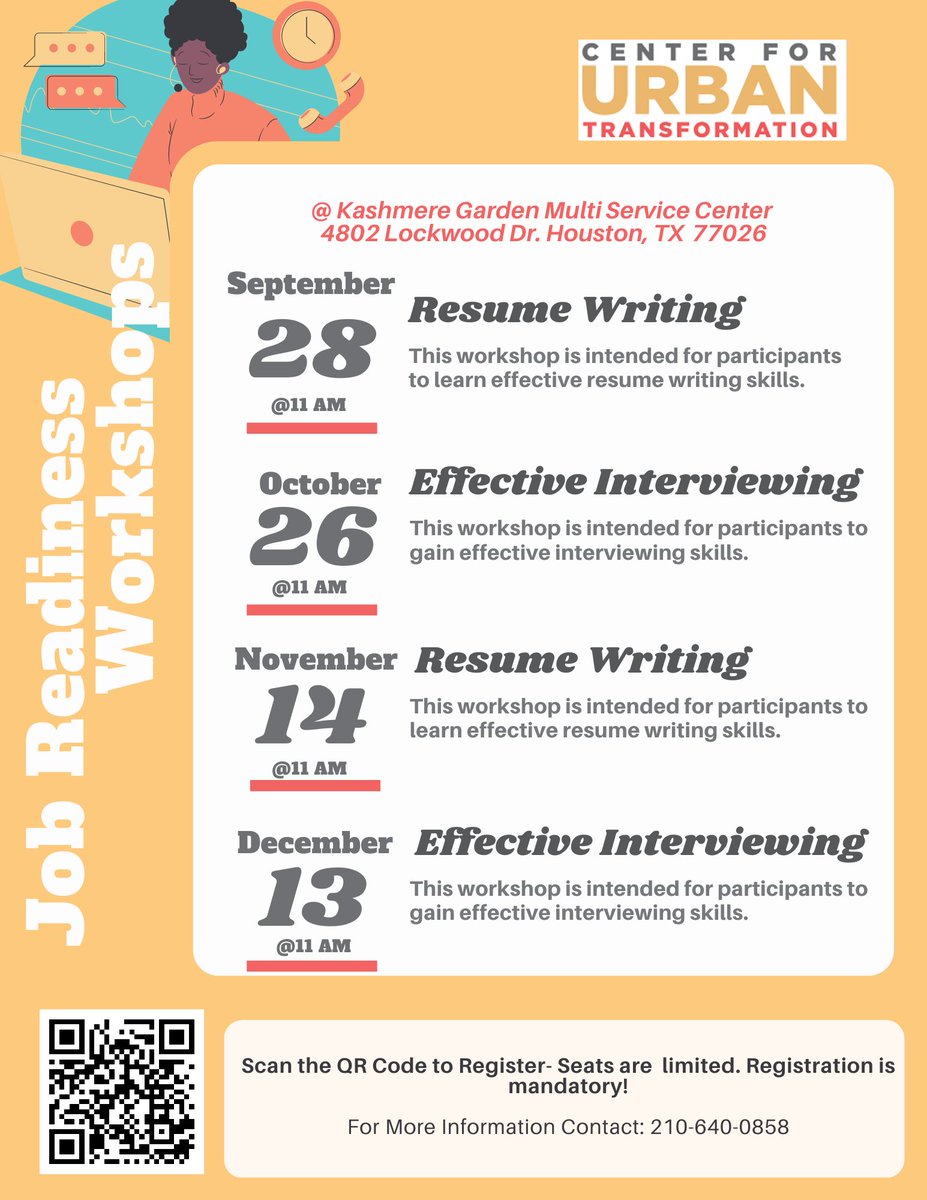 Don't miss out on this month's resume writing workshop. register today! (limited seats)